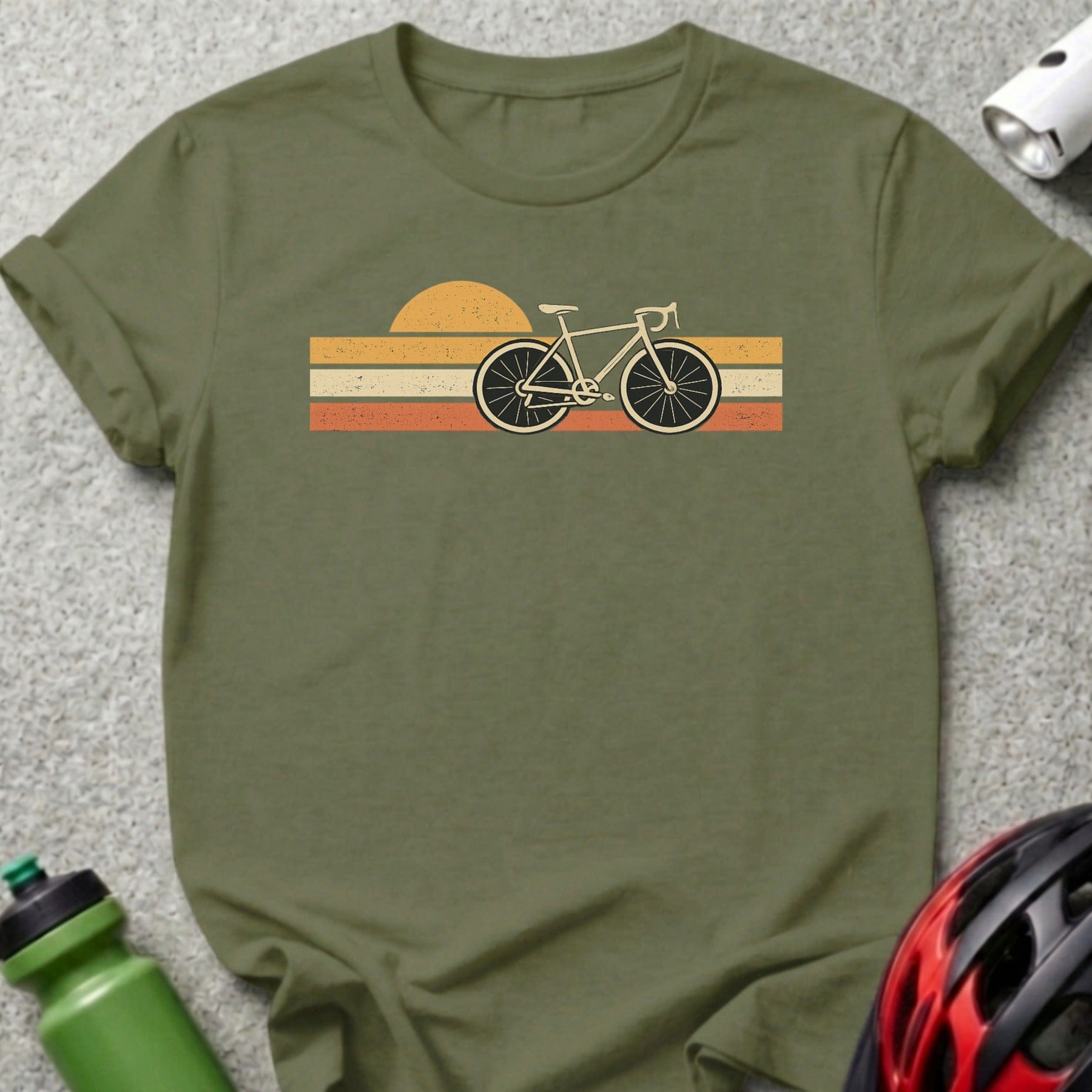 Vintage Bicycle Sunset Design T-shirt Casual Wear Top