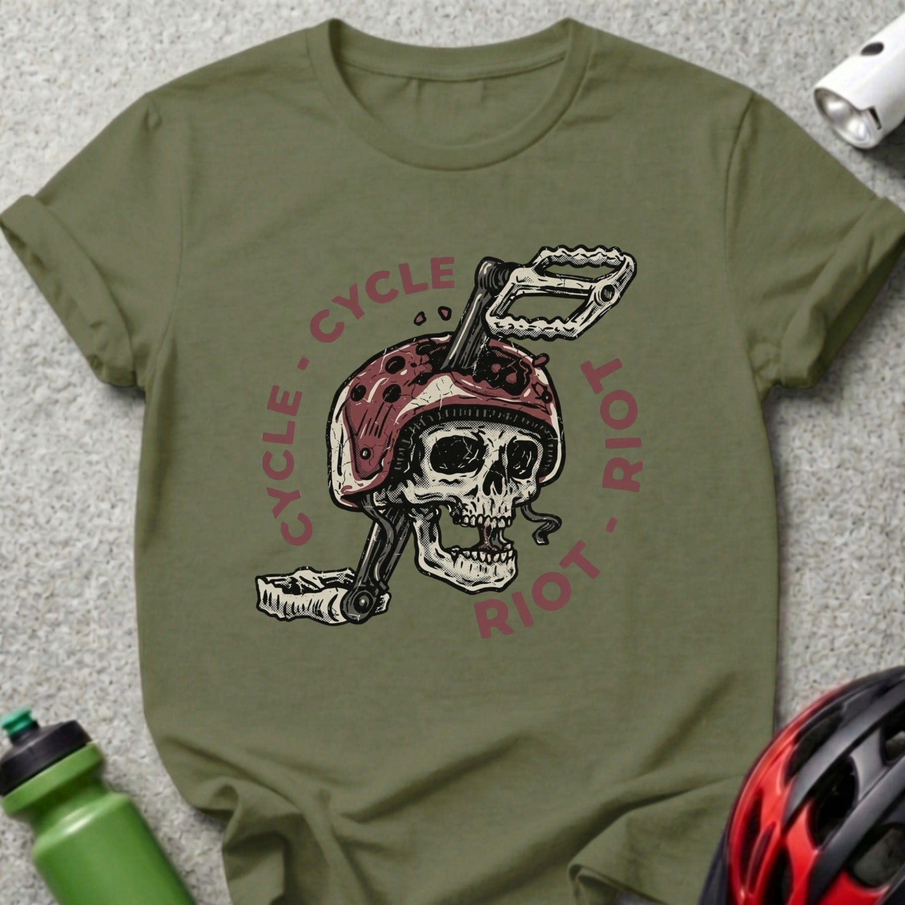 Skull with Pedal Helmet Cycle Riot Graphic Shirt