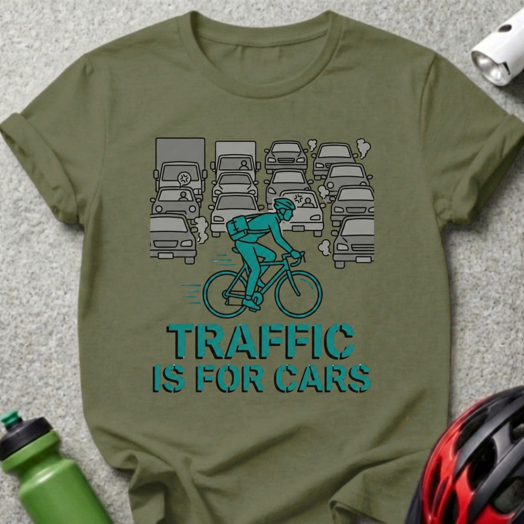 Cyclist Riding Through Traffic Shirt for Cycling Enthusiasts