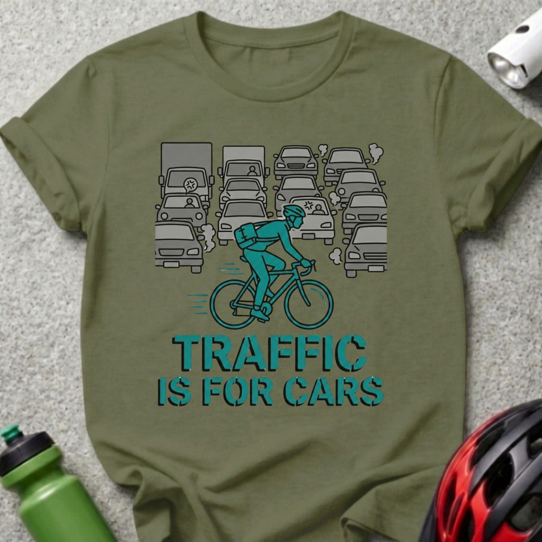 Cyclist Riding Through Traffic Shirt for Cycling Enthusiasts