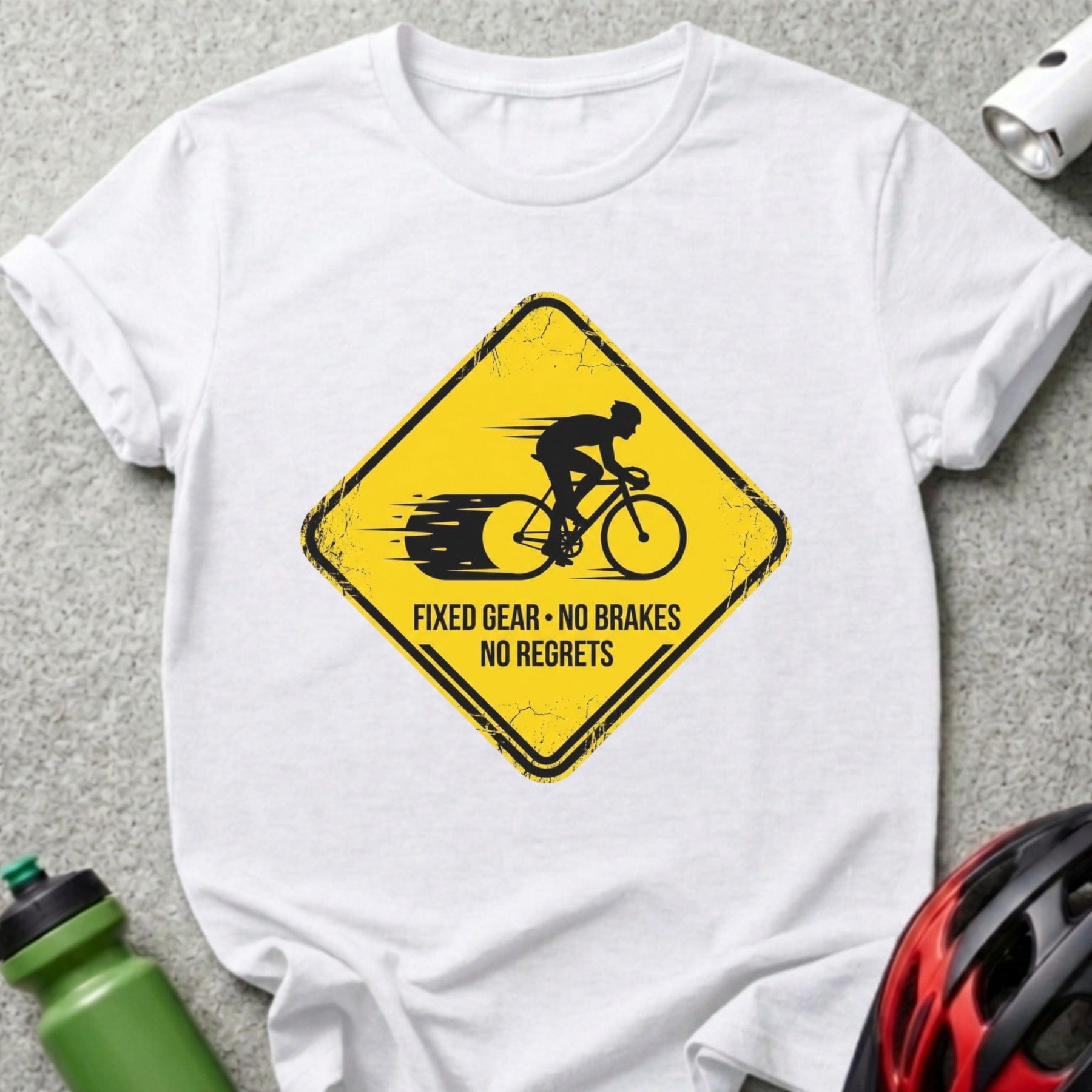 Fixed Gear No Brakes No Regrets Bike T-shirt