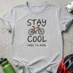 Stay Cool Free to Ride Bicycle Graphic T-Shirt