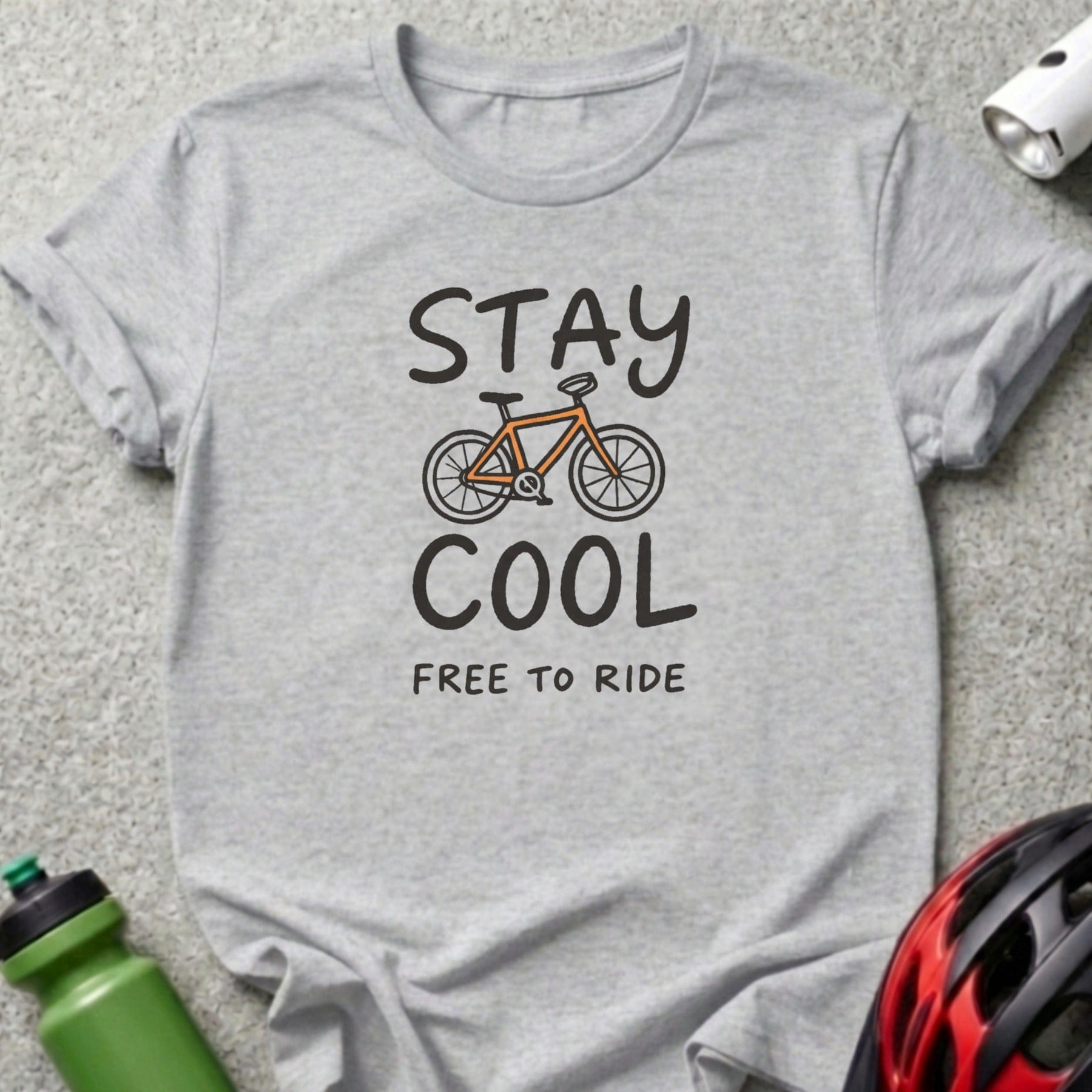 Stay Cool Free to Ride Bicycle Graphic T-Shirt