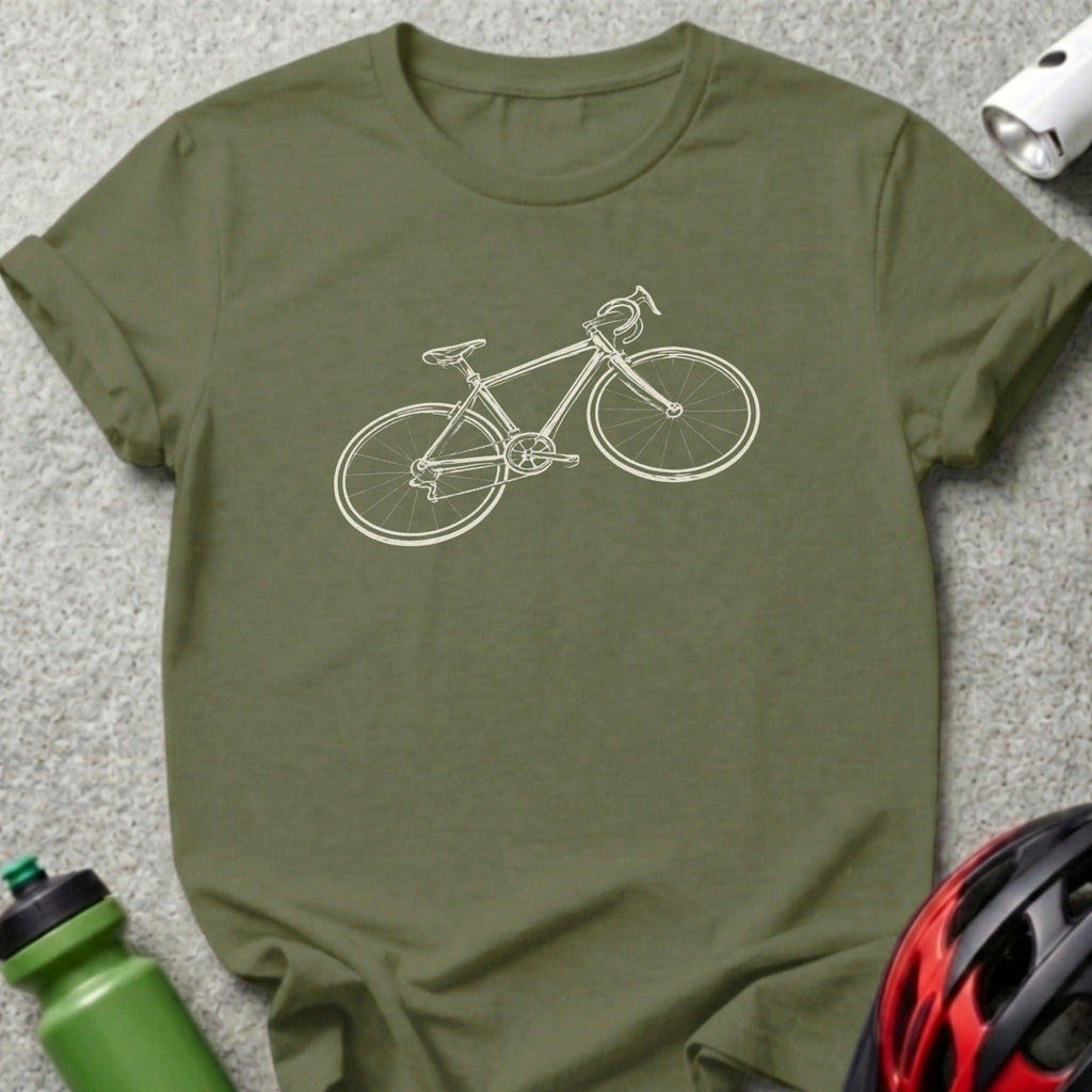 Stylish Olive Green T-Shirt with Bicycle Graphic
