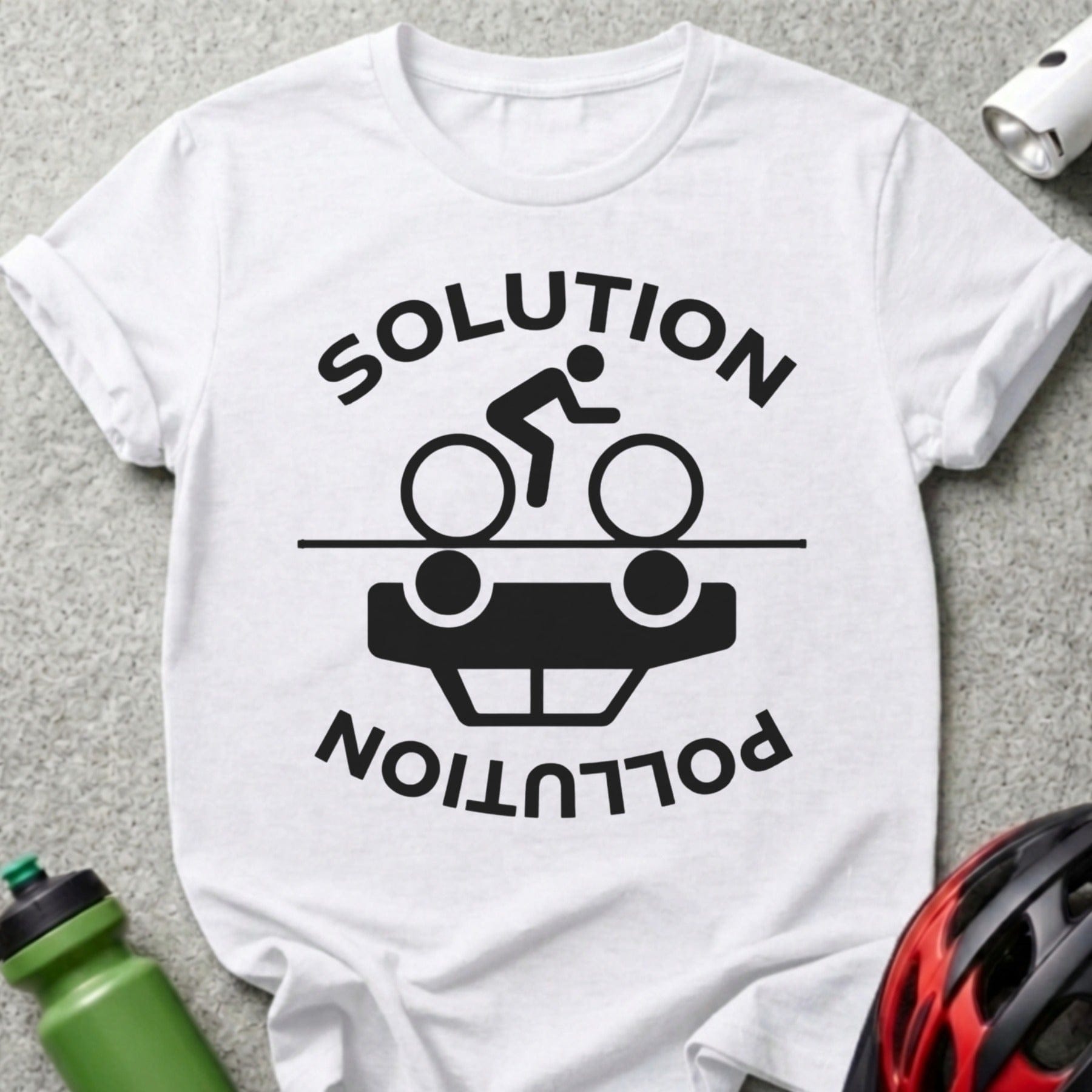 Solution Pollution Cycling Graphic Tee for Eco Enthusiasts