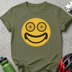 Bicycle Smile Face Graphic T-Shirt for Cycling Enthusiasts