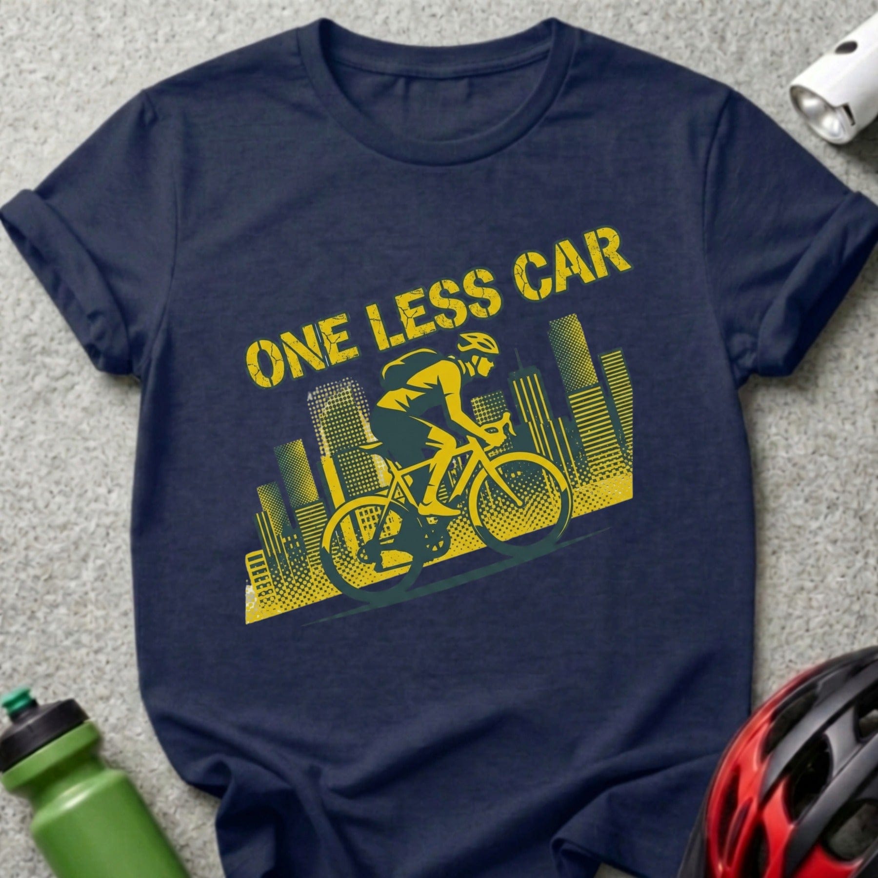 One Less Car Cyclist T-Shirt Trendy Graphic Tee