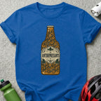 T-shirt with a beer bottle design filled with bicycles and the word "Antidepressants."
