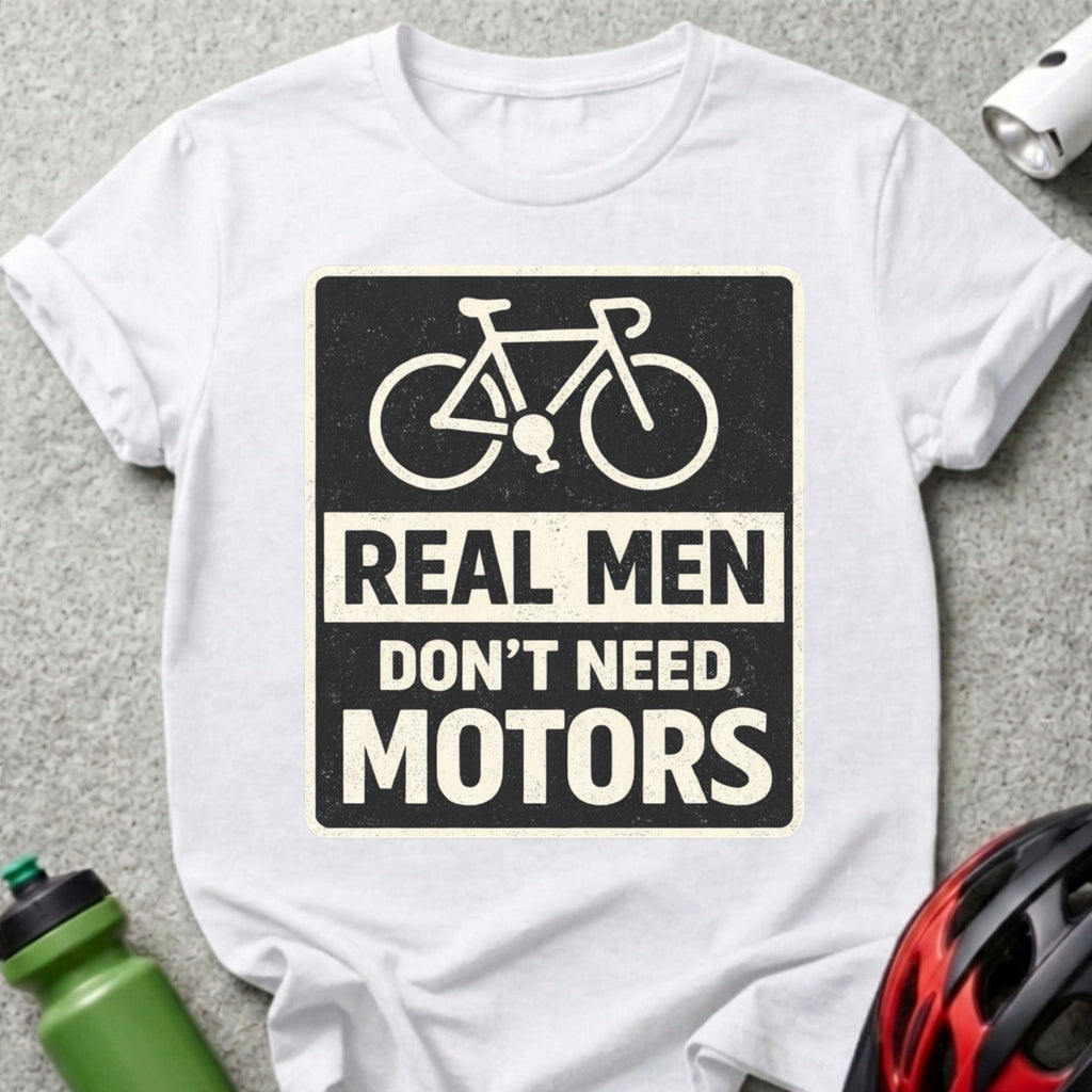 Real Men Don't Need Motors Graphic Bicycle T-Shirt