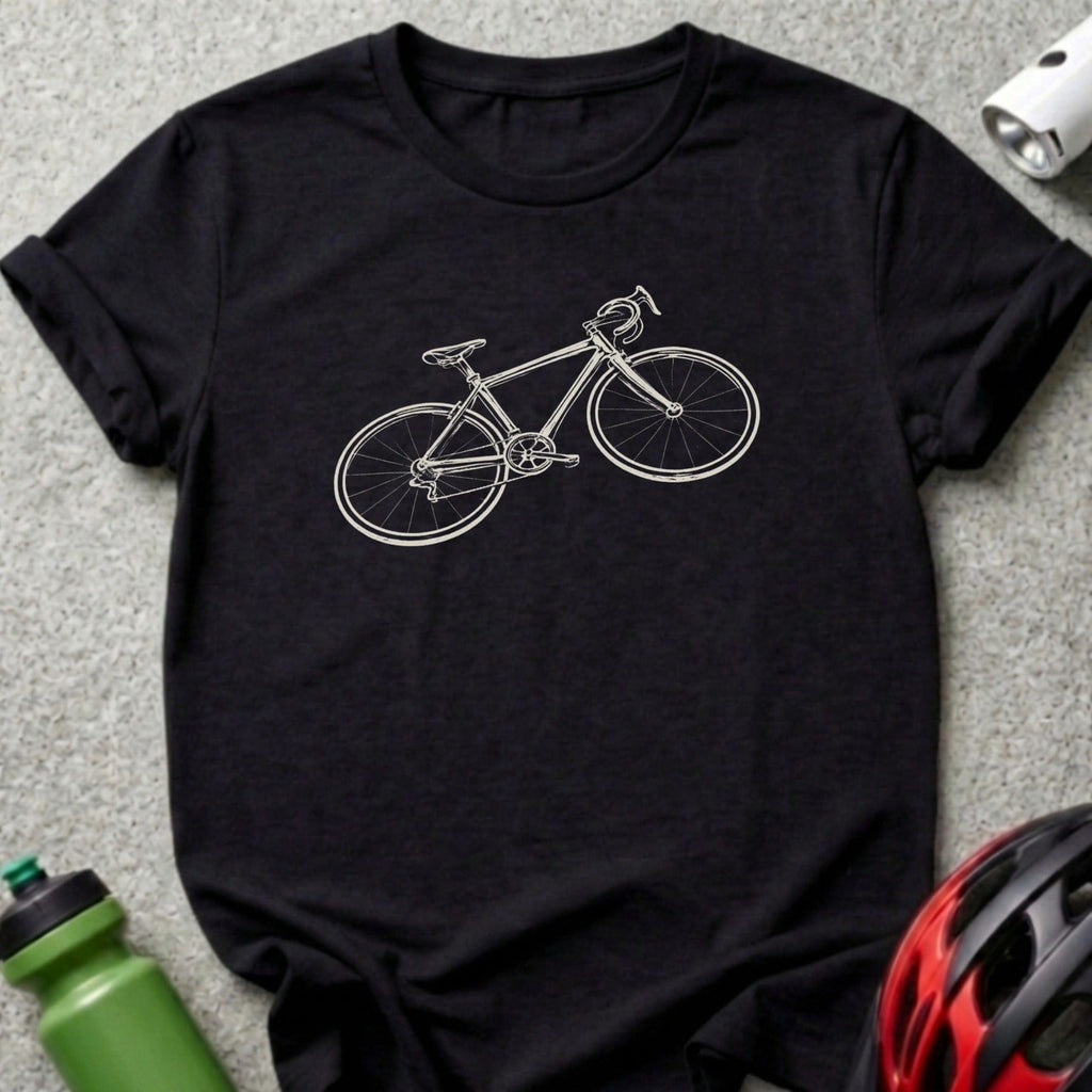 Detailed Bicycle Graphic on Black T-shirt