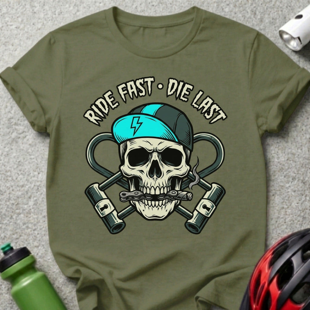 Ride Fast Die Last Skull with Cap T-shirt product