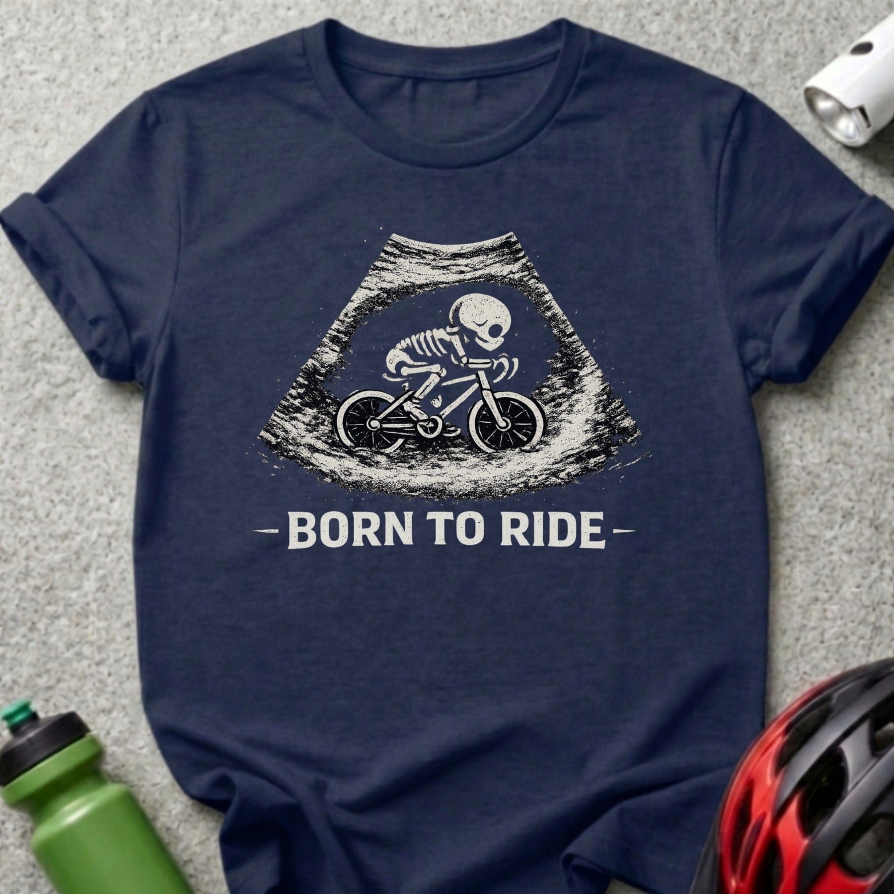 Born to Ride Skeleton Cyclist Graphic T-Shirt