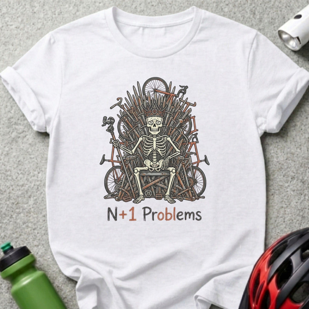 N+1 Problems Skeleton on Throne Graphic T-Shirt