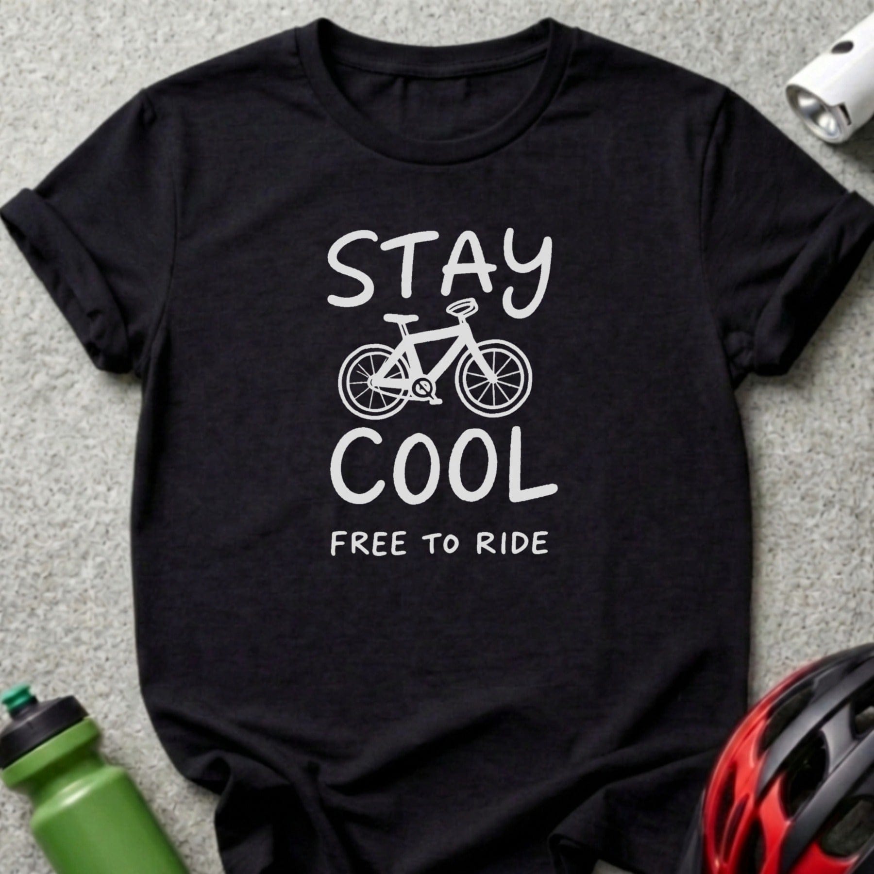 Stay Cool Free to Ride Bicycle Graphic T-Shirt