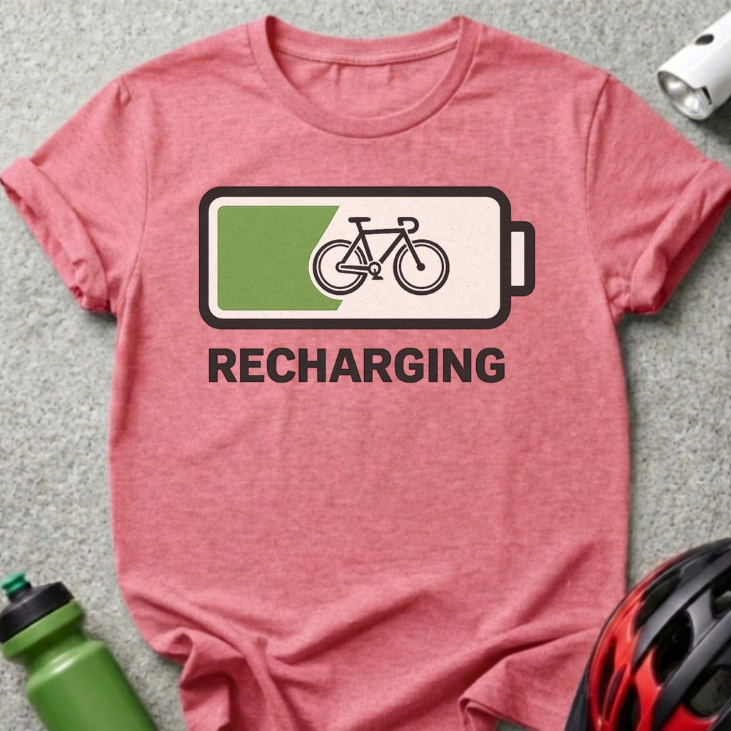 Recharging Bicycle Battery Graphic T-shirt for Cyclists