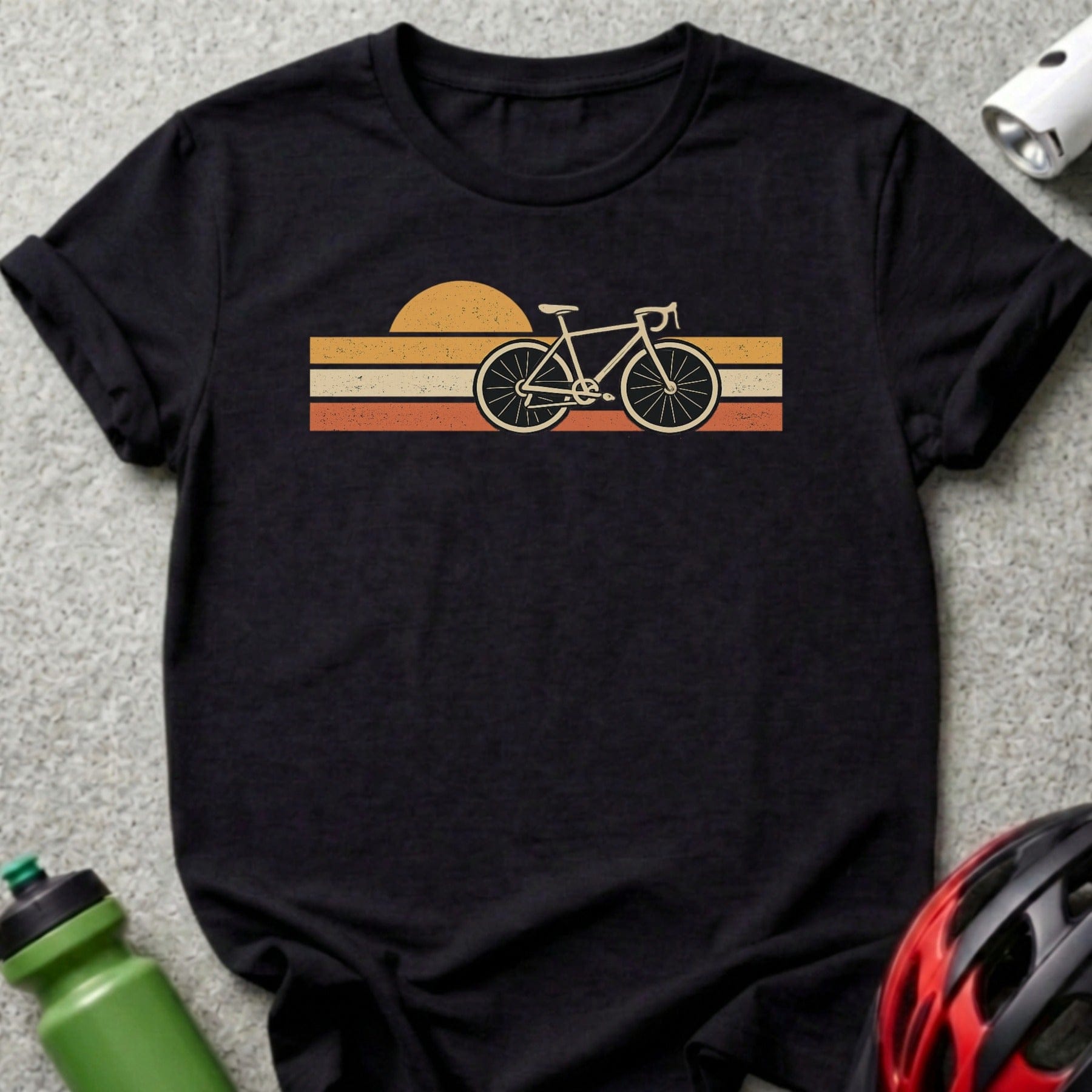 Vintage Style Bicycle and Sunset Graphic T-shirt Product
