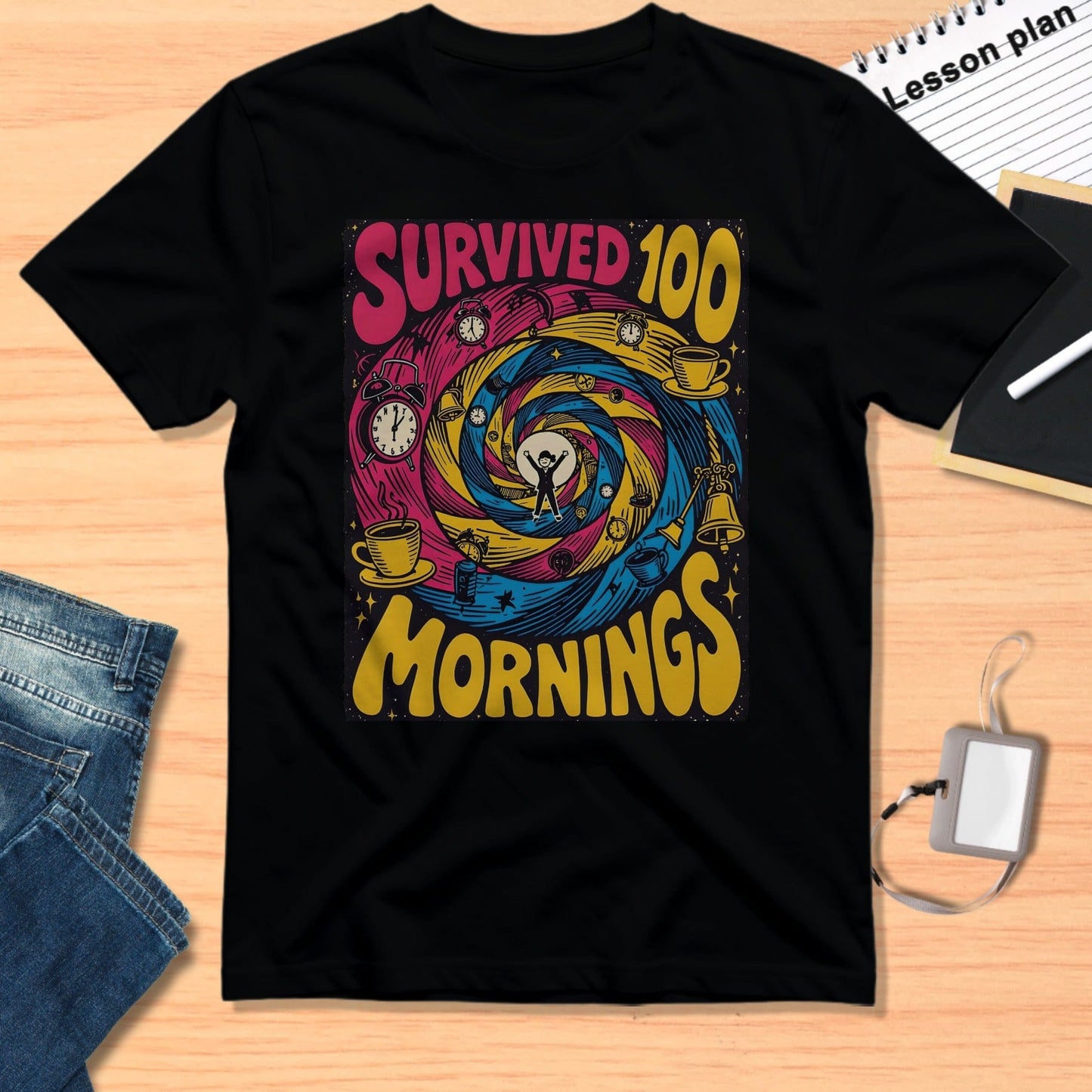 Survived 100 Mornings Colorful Graphic Shirt