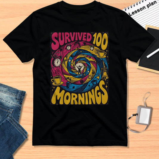 Survived 100 Mornings Colorful Graphic Shirt