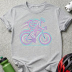 Neon Line Art Cyclist Graphic Tee Shirt Design