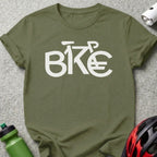 Stylish Olive Green Bike Graphic T-Shirt Bicycle Top