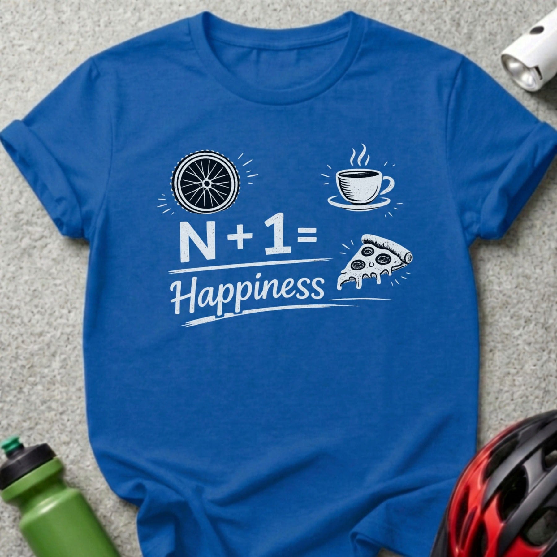 N+1 Equals Happiness Bicycle Coffee Pizza T-Shirt