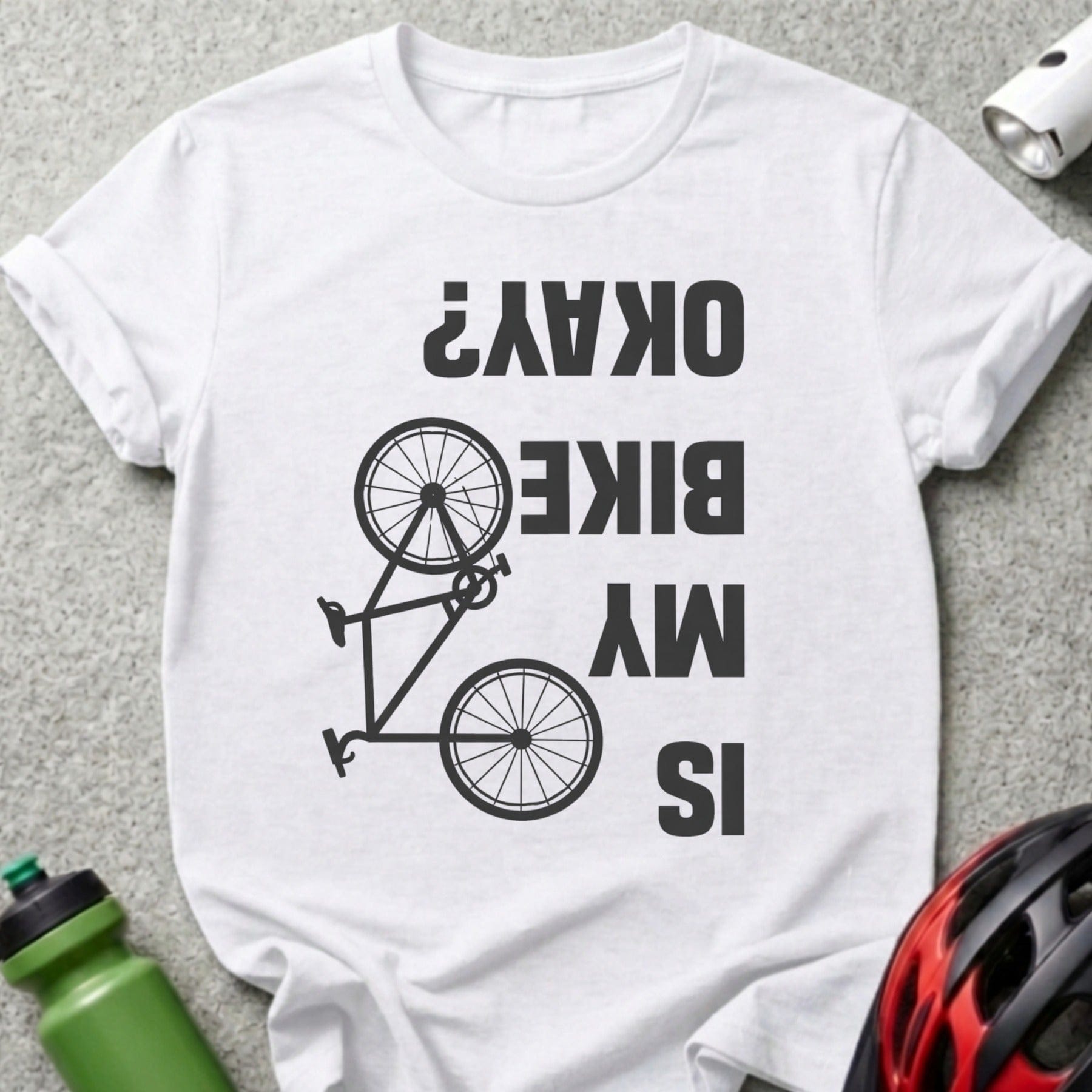 Funny Upside-Down Bike Graphic T-Shirt for Cyclists