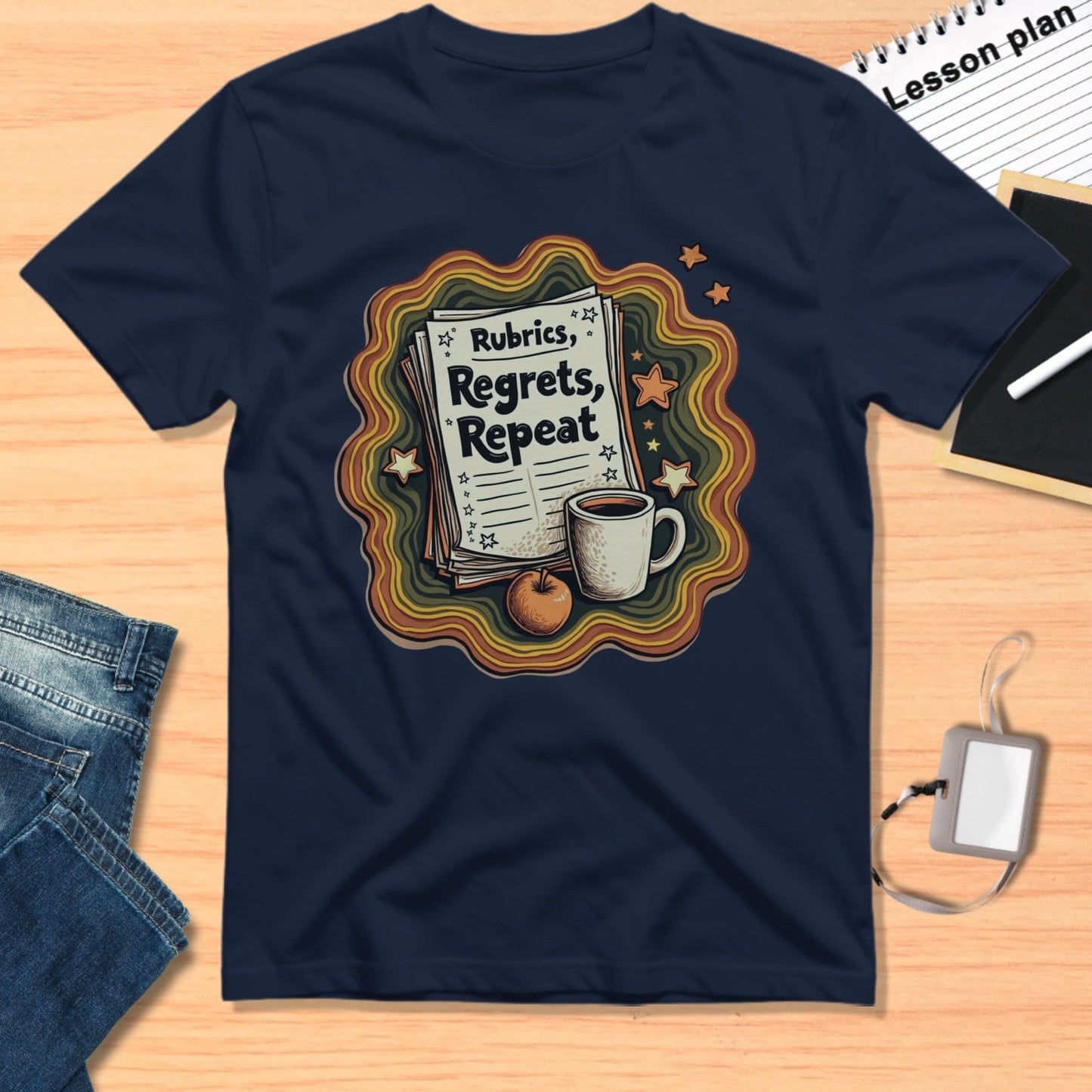 Rubrics Regrets Repeat Colorful Design Shirt