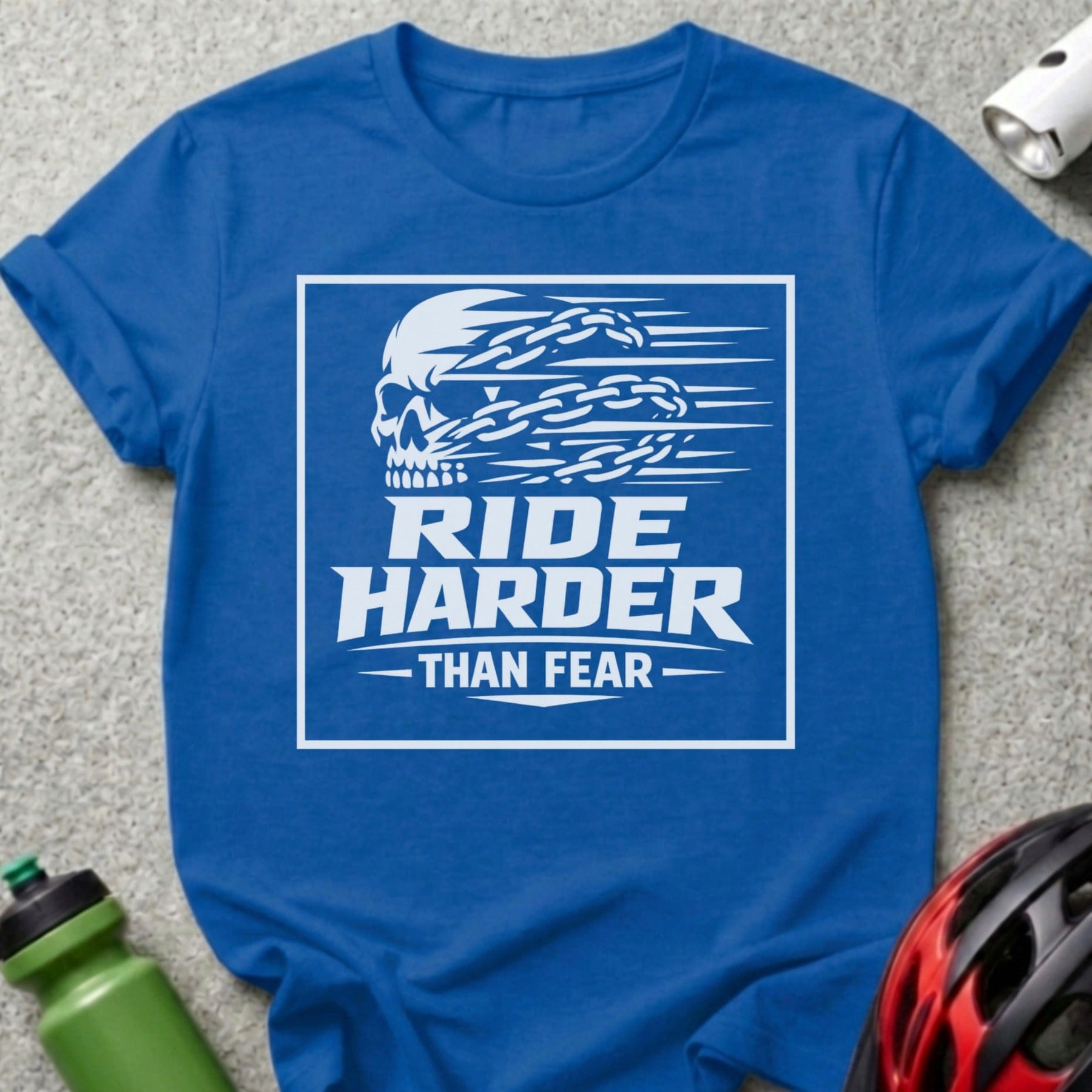 Ride Harder Than Fear Skull Chain Biker Shirt
