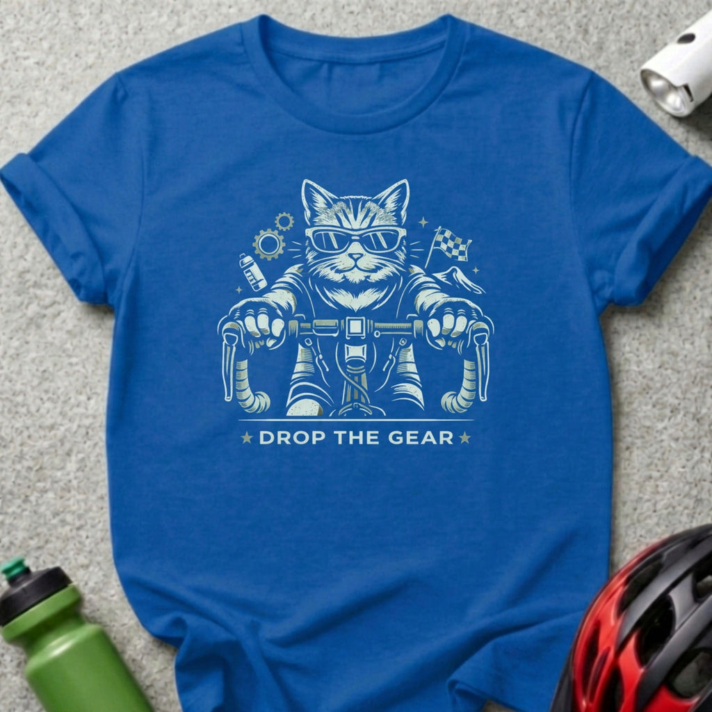Drop the Gear Cat Biking Graphic T-shirt