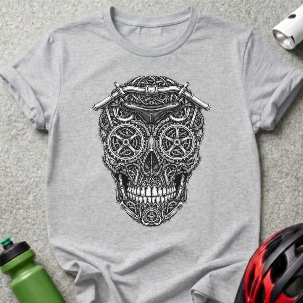 Intricately Designed Skull Graphic Biker T-Shirt