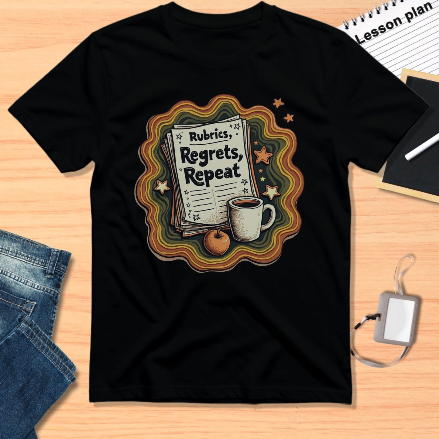 Rubrics Regrets Repeat Coffee and Papers T-shirt