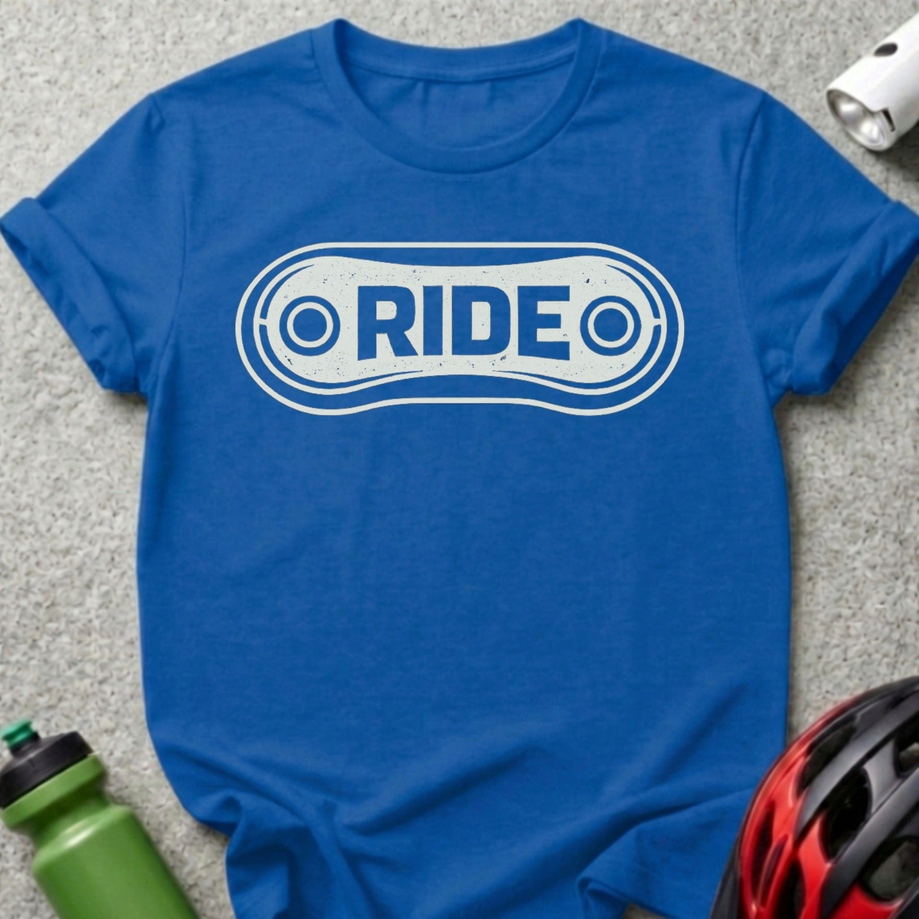 Blue Graphic T-Shirt with RIDE Print Biking Shirt