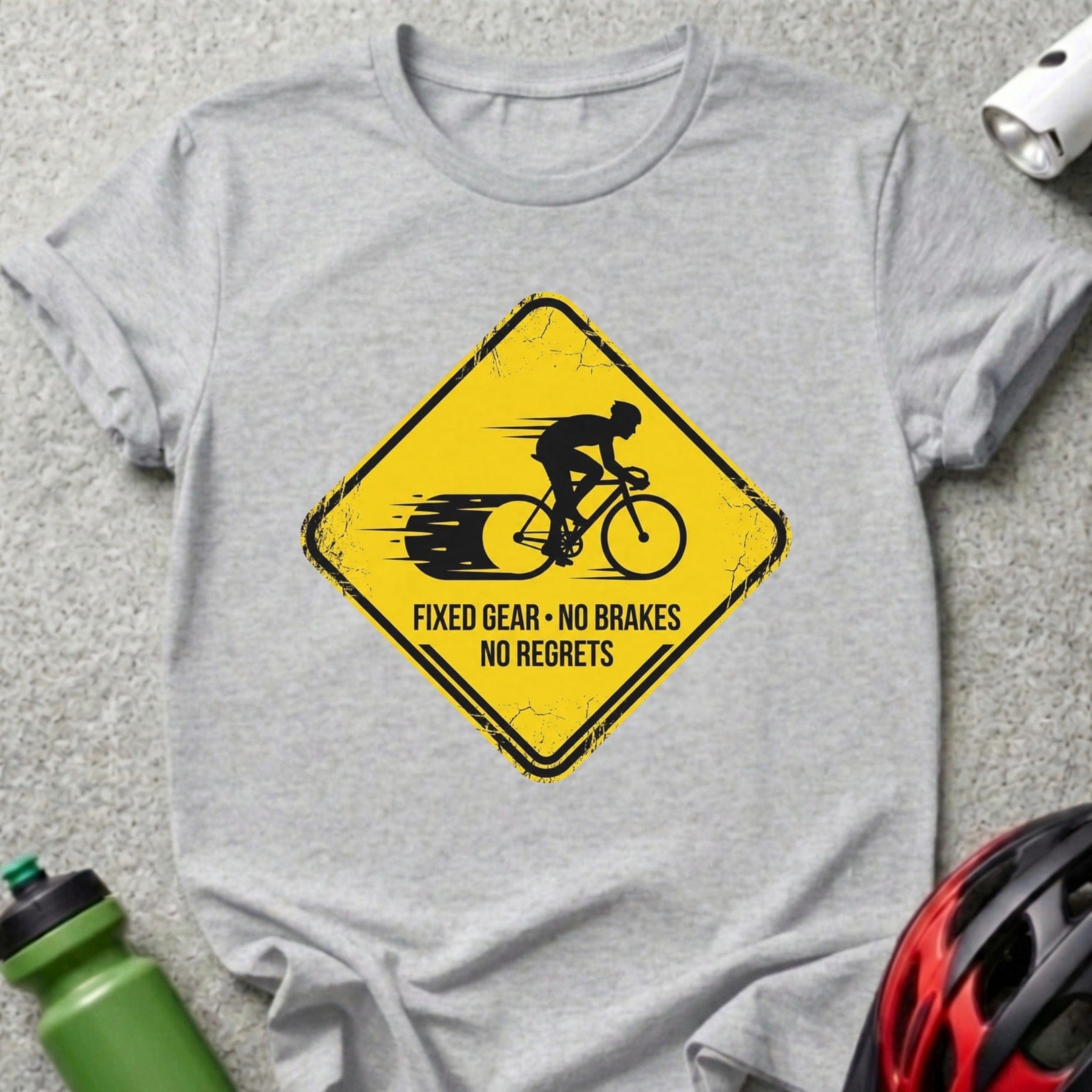 Fixed Gear No Brakes No Regrets Bike Art Shirt