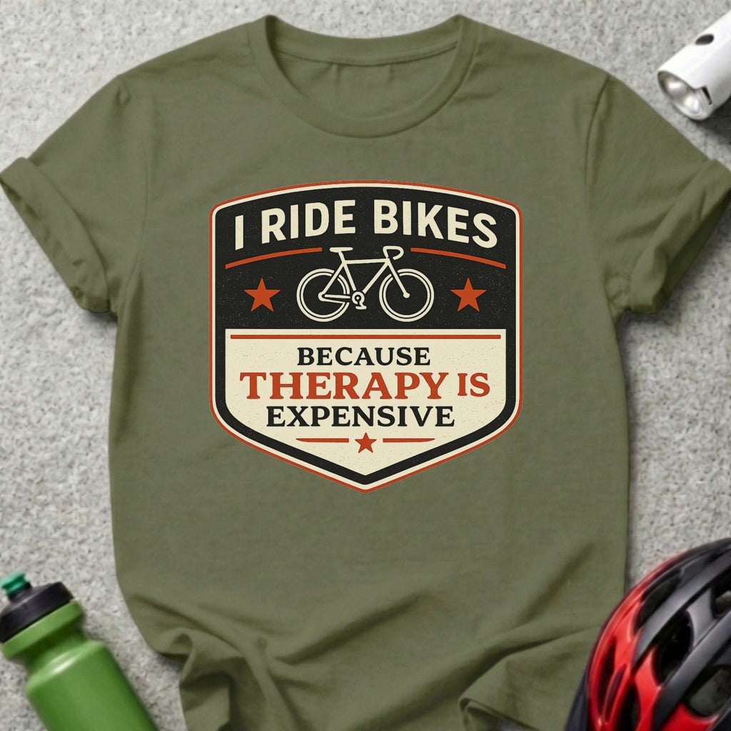 I Ride Bikes Because Therapy Is Expensive tshirt