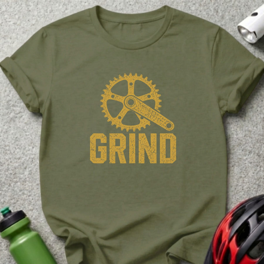 Olive green t-shirt with yellow