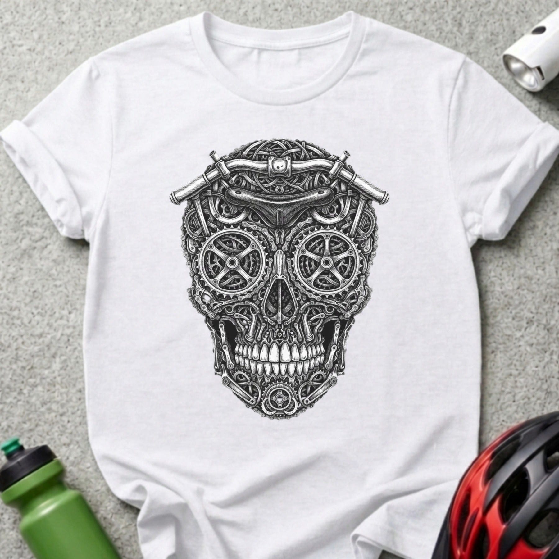Skull Gears And Wrenches Graphic Design T-shirt
