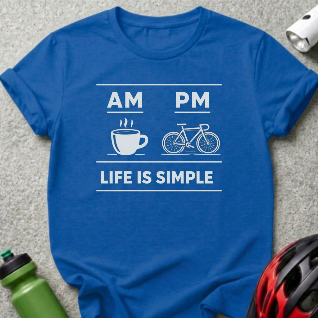 Life is Simple AM PM Coffee Bicycle T-shirt