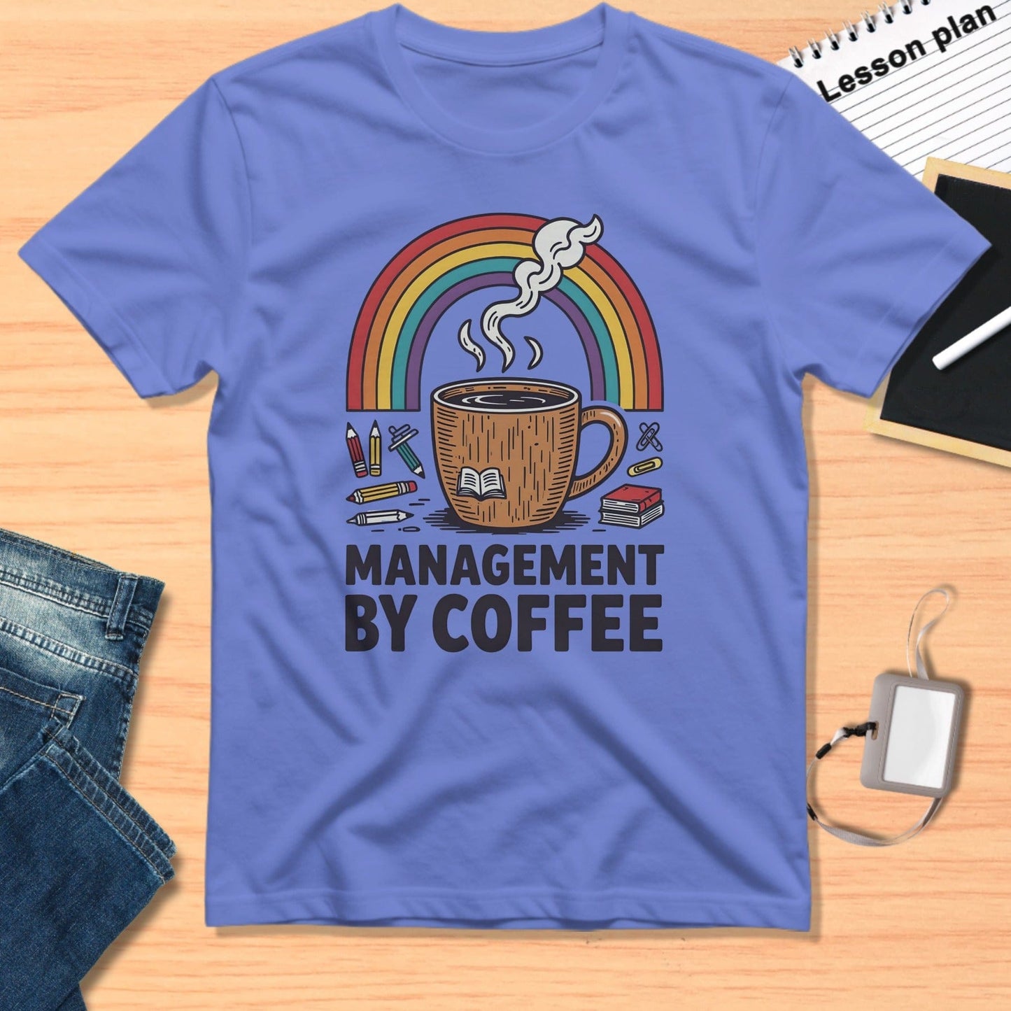 Management by Coffee Colorful Graphic T-Shirt