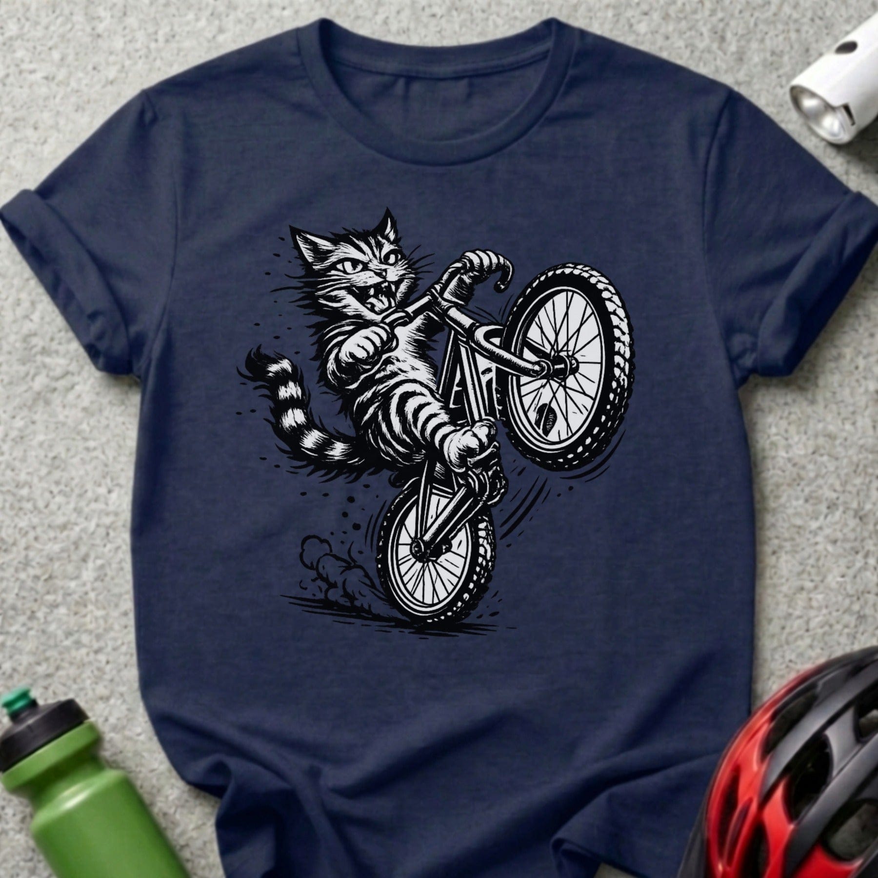 Cycling Cat Graphic Tee Biking Animal T-Shirt Product