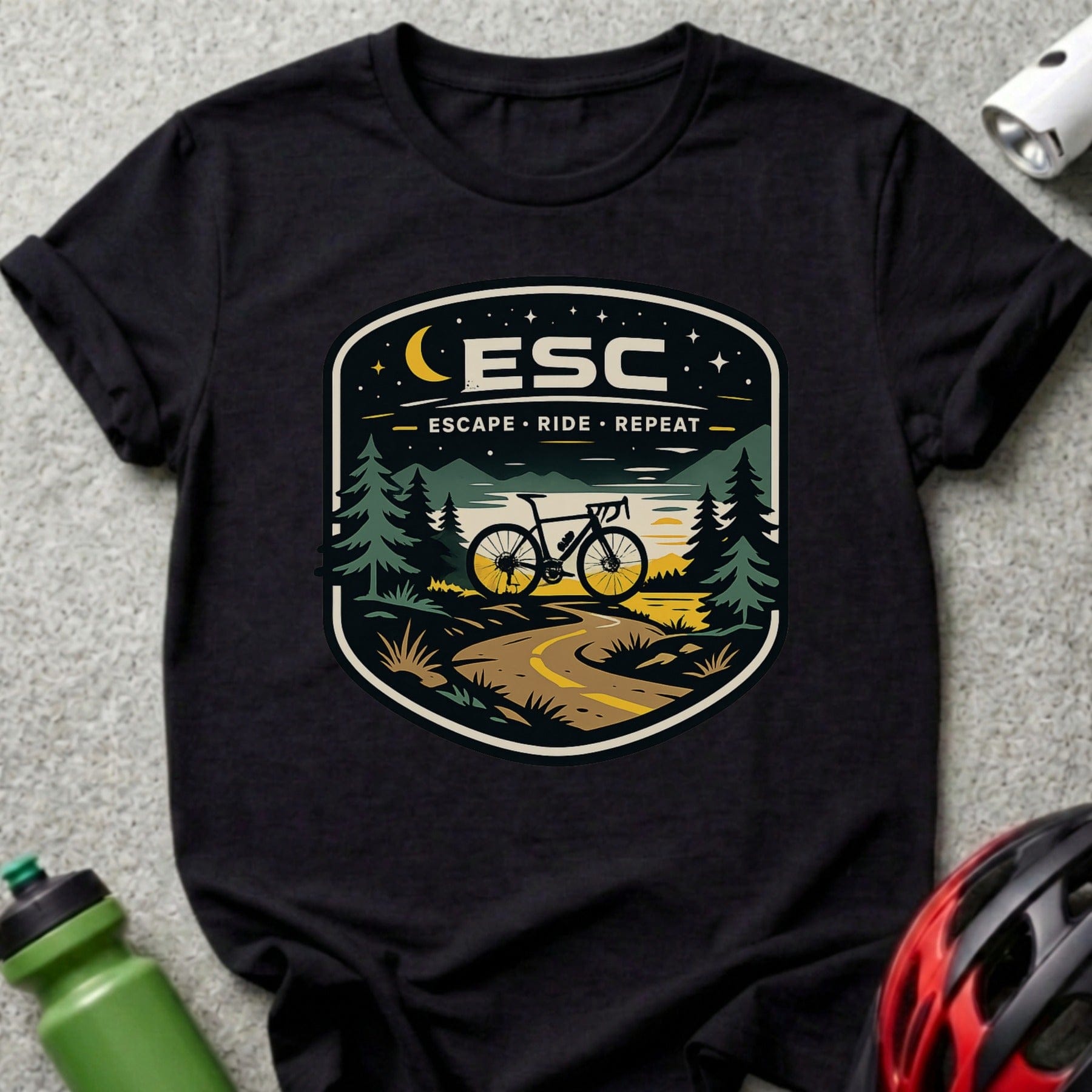 ESC Escape Ride Repeat Cycling T-Shirt Gift for Bikers