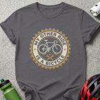 T-shirt with "MY OTHER RIDE IS A BICYCLE" circular graphic.