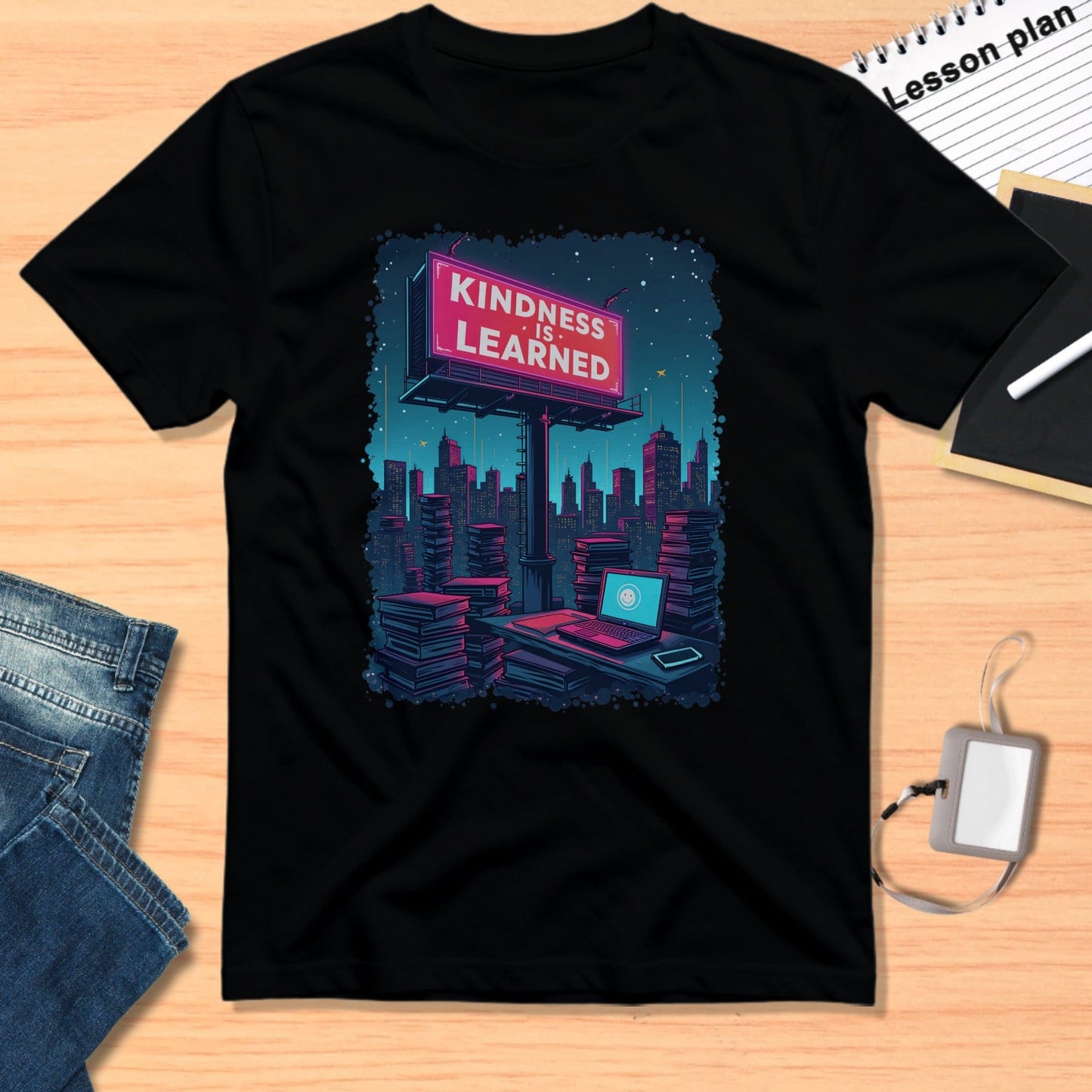Kindness is Learned Urban City Stack Design T-shirt