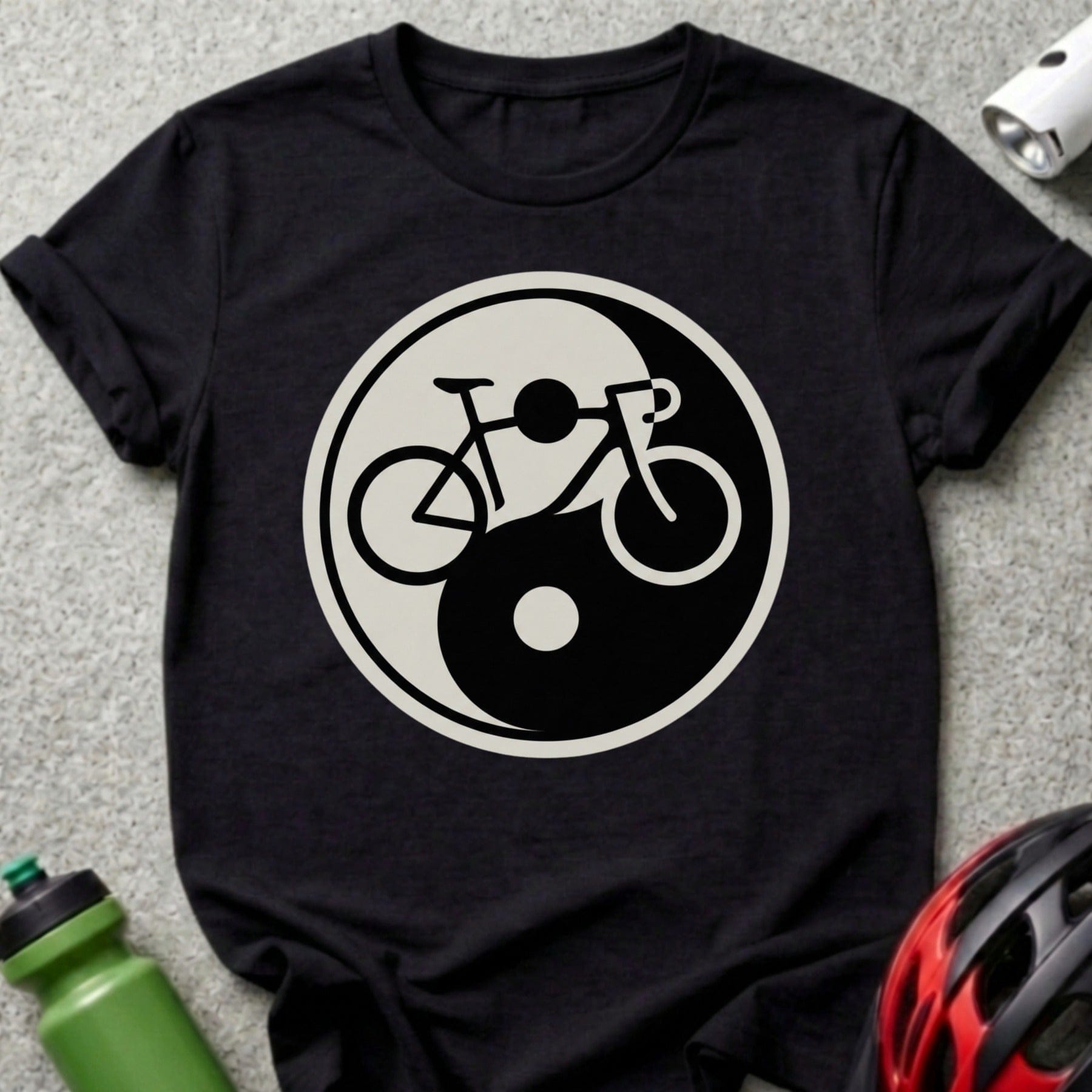 Cycling Yin Yang Design Graphic T-Shirt