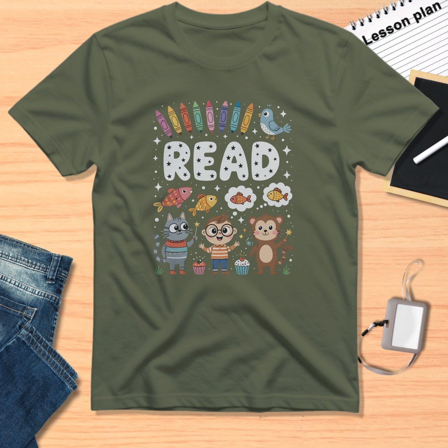 Colorful Cartoon Characters READ Shirt