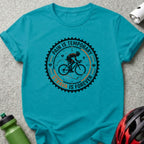 Turquoise t-shirt with Strava logo: "Pain is temporary, Strava is forever."