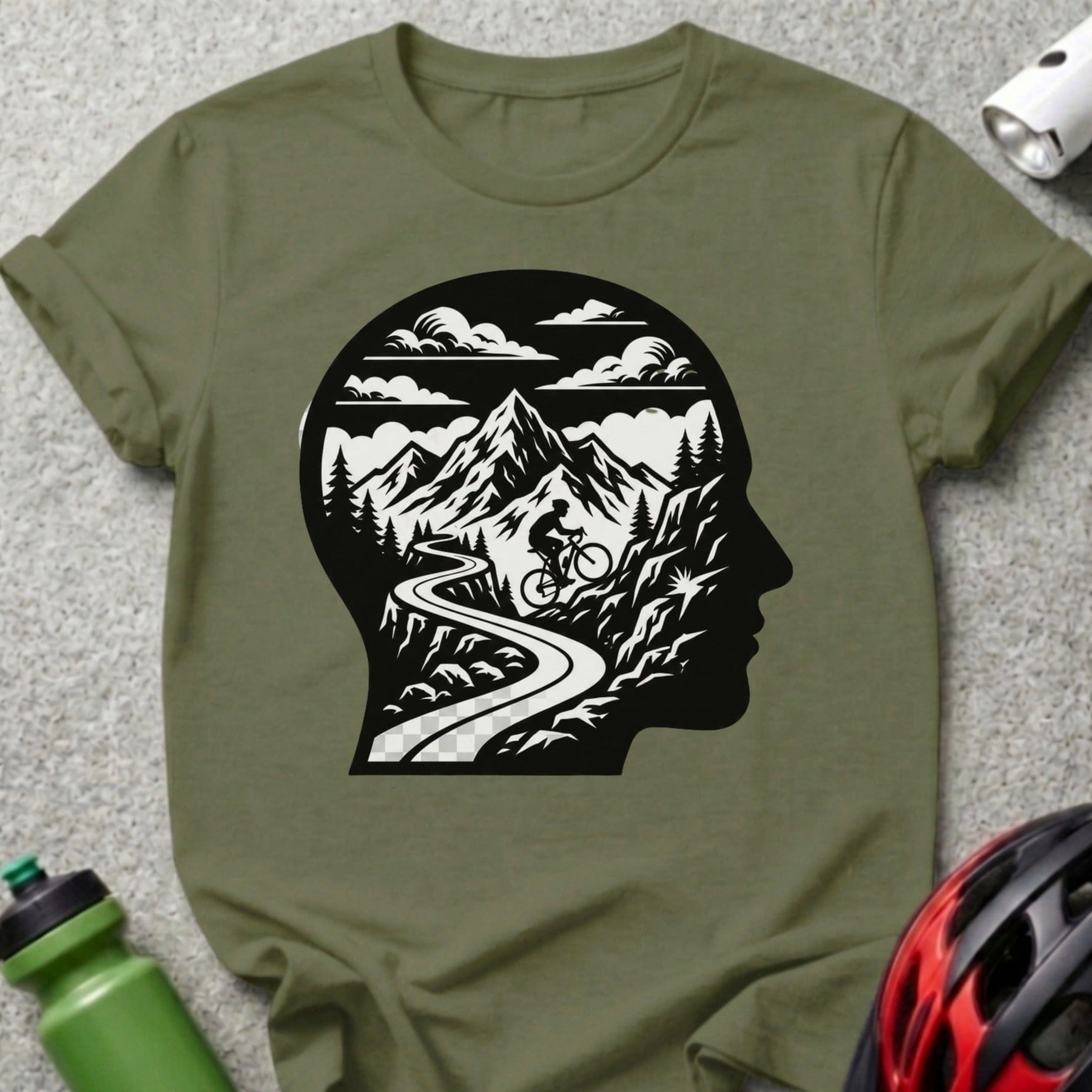 Cyclist and Mountain Landscape Graphic T-shirt