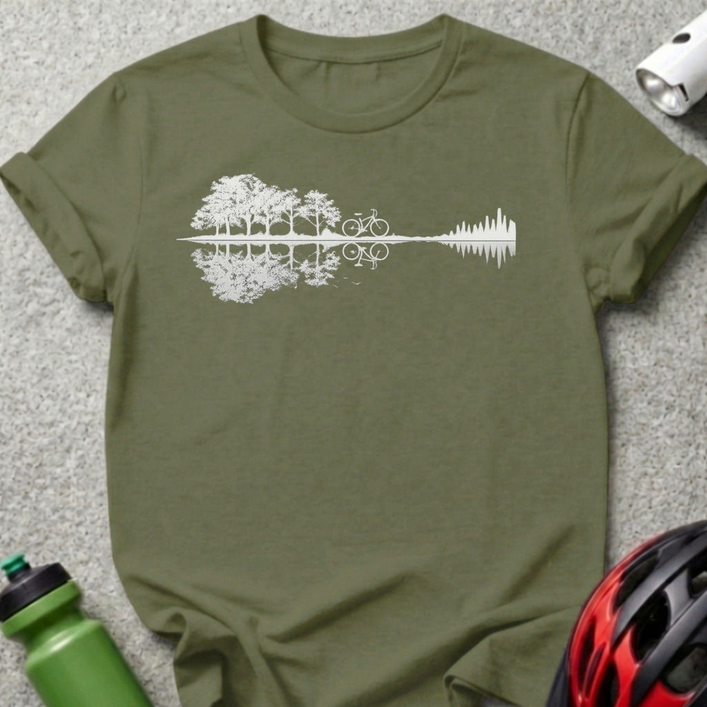 Scenic Landscape Bicycle Design T-shirt for Cycling Enthusiasts