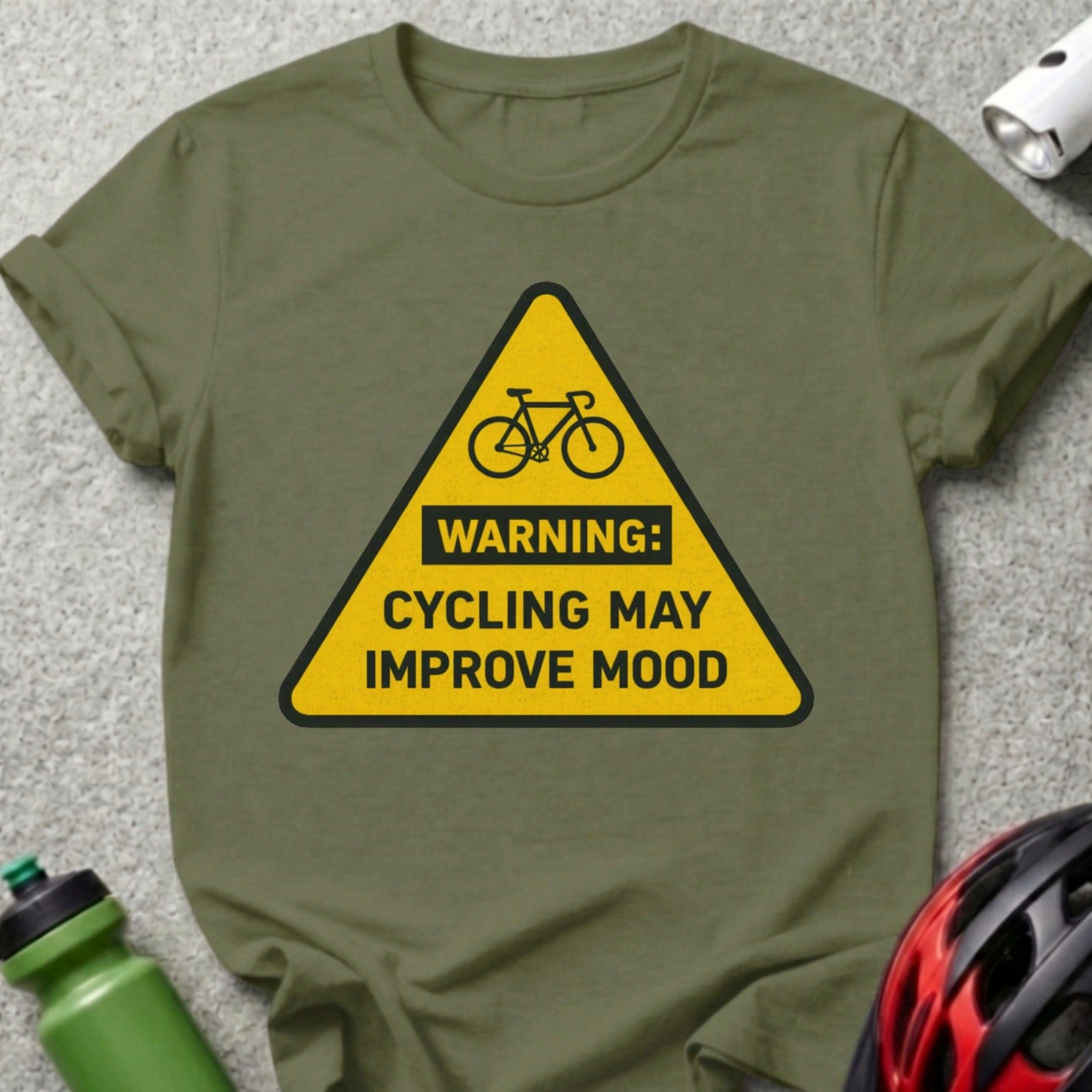 Warning Cycling May Improve Mood Funny T-Shirt