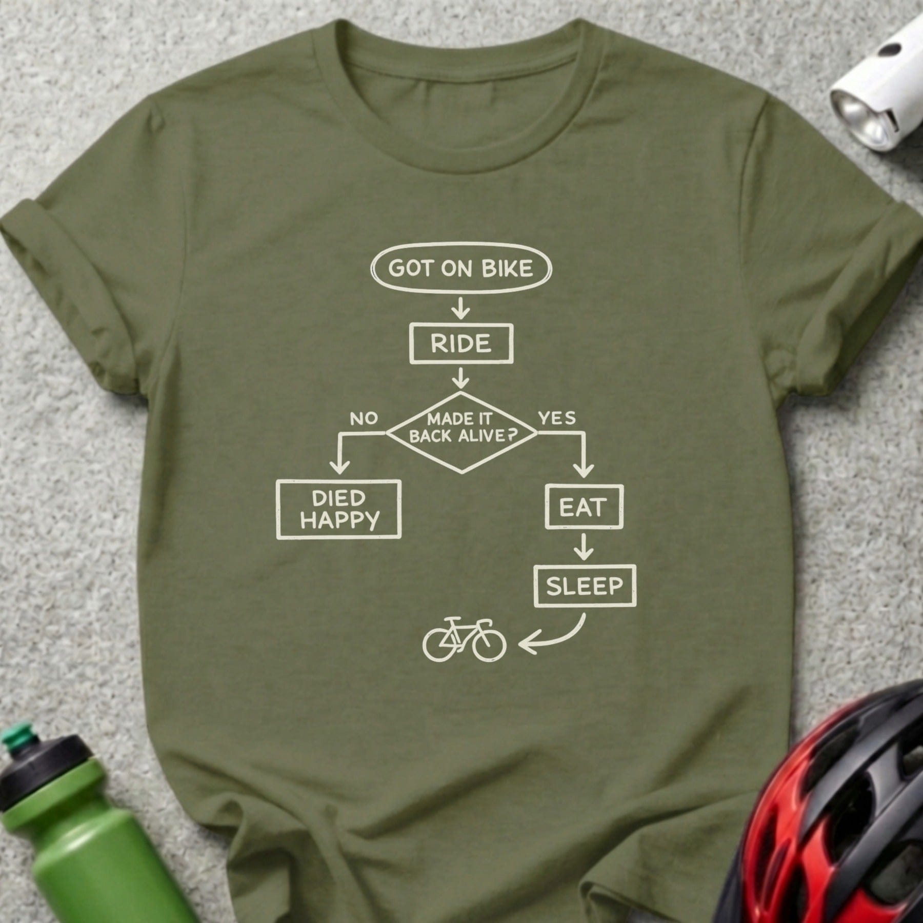 Funny Cycling Flowchart Graphic Tee for Biking Enthusiasts
