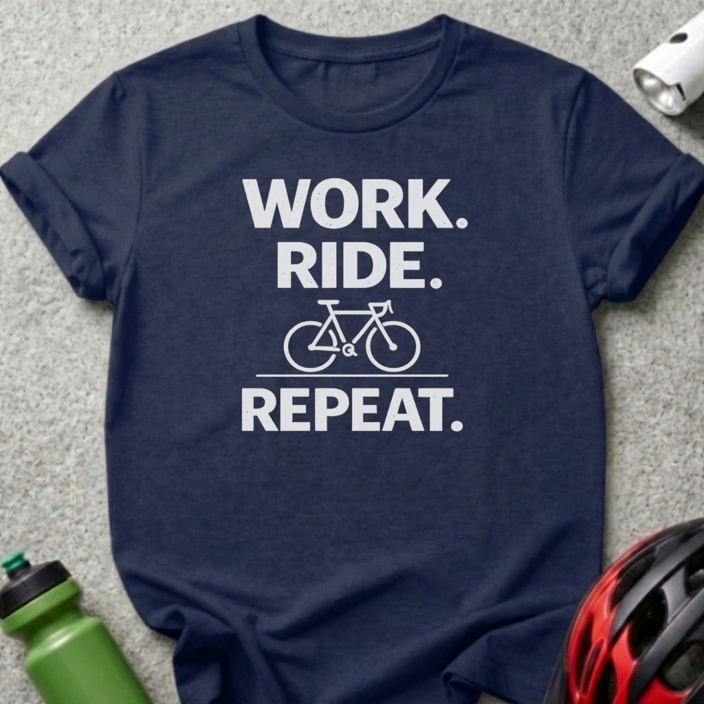 Work Ride Repeat Cycling T-Shirt Ideal for Bikers